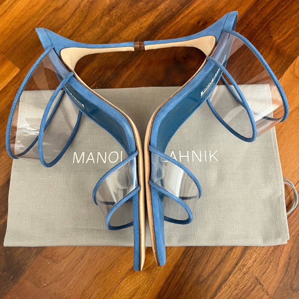 Manolo Blahnik Invymu 90 Vinyl & Suede Sandal, NEW - Picture 8 of 14